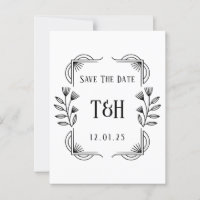 Stilvolle Art Deco Botanische Save the Date Postka