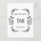 Stilvolle Art Deco Botanische Save the Date Postka Postkarte (Vorderseite)
