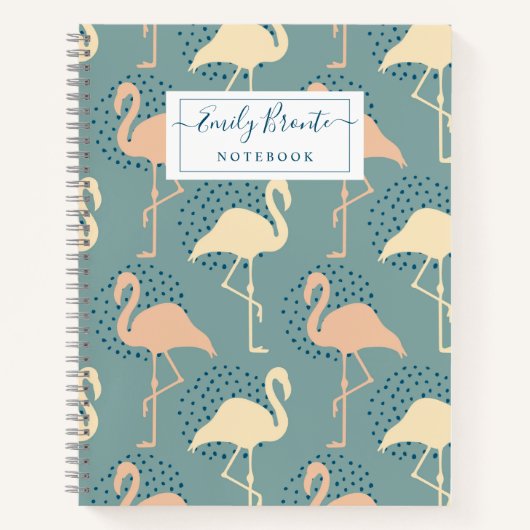Stilvolle Art Deco Flamingo Muster Notizblock (Vorderseite)