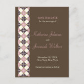 Stilvolle Art Deco Geometric Muster Save the Date Ankündigungspostkarte (Vorderseite)