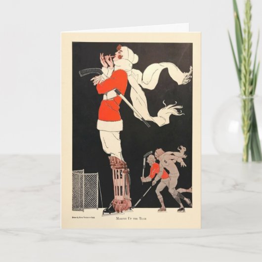 Stilvolle Art Deco Hockey Holiday Card Karte (Vorderseite)