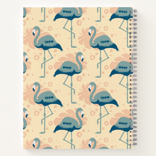 Stilvolle Art Deco inspirierte Flamingo Muster Notizblock (Rückseite)