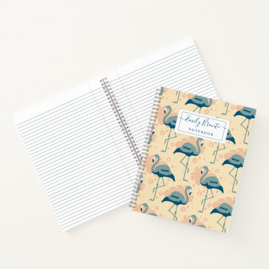 Stilvolle Art Deco inspirierte Flamingo Muster Notizblock (Innenseite)