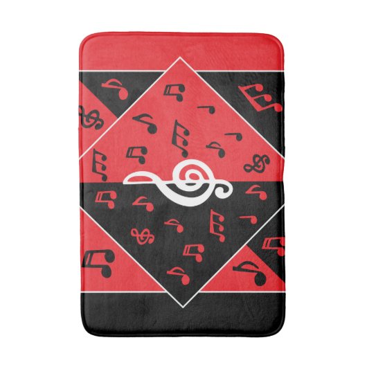 Stilvolle Art Deco Musik Thema Rot Schwarz-weiß Badematte (Vorderseite Vertikal)