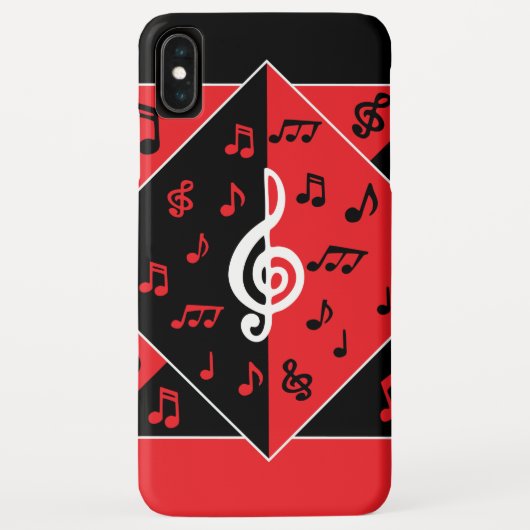Stilvolle Art Deco Musiknoten Rot Schwarz-weiß Case-Mate iPhone Hülle (Rückseite)
