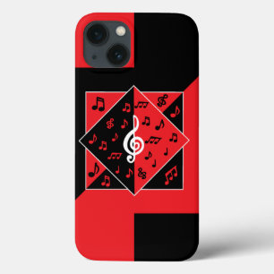 Stilvolle Art Deco Musiknoten Rot Schwarz-weiß Case-Mate iPhone Hülle