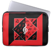 Stilvolle Art Deco Musiknoten Rot Schwarz-weiß Laptopschutzhülle (Vorderseite)