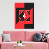 Stilvolle Art Deco Musiknoten Rot Schwarz-weiß Leinwanddruck (Insitu (Wohnzimmer))