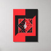 Stilvolle Art Deco Musiknoten Rot Schwarz-weiß Leinwanddruck (Vorderseite)