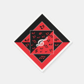 Stilvolle Art Deco Musiknoten Rot Schwarz-weiß Serviette (Ecke)