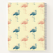 Stilvolle Art Deco Pfirsich & Blue Flamingo Muster Notizblock (Rückseite)