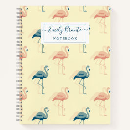 Stilvolle Art Deco Pfirsich & Blue Flamingo Muster Notizblock
