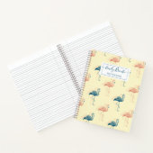 Stilvolle Art Deco Pfirsich & Blue Flamingo Muster Notizblock (Innenseite)