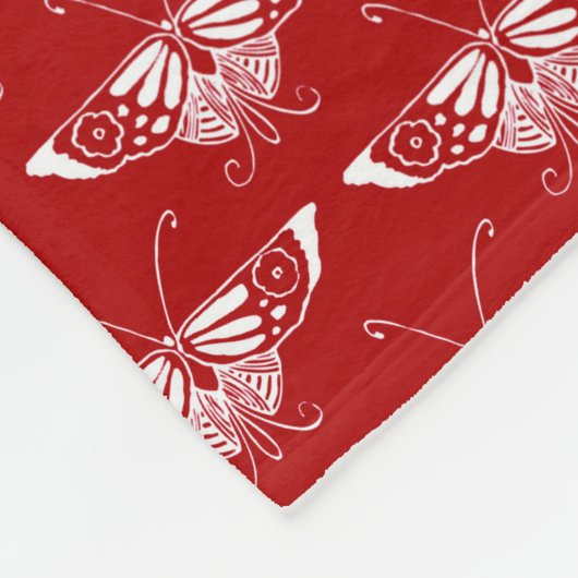 Stilvolle Art-Deco-Schmetterlinge - dunkelrot und Fleecedecke (Ecke)