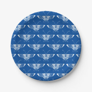 Stilvolle Art-Deco-Schmetterlinge, Kobalt blau und Pappteller