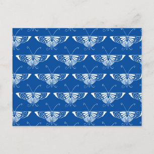 Stilvolle Art-Deco-Schmetterlinge, Kobalt blau und Postkarte