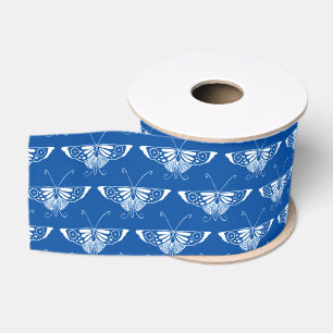 Stilvolle Art-Deco-Schmetterlinge, Kobalt blau und Ripsband