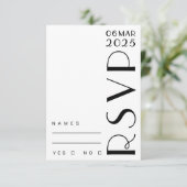 Stilvolle Art Deco Schwarz-weiße Hochzeit RSVP Karte (Stehend Vorderseite)