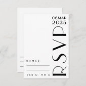 Stilvolle Art Deco Schwarz-weiße Hochzeit RSVP Karte (Vorne/Hinten)