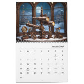 Stilvolle ästhetische Retro Cool Cogs Gears Steamp Kalender (Jan 2027)
