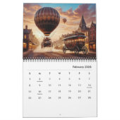Stilvolle ästhetische Retro Cool Cogs Gears Steamp Kalender (Feb 2026)