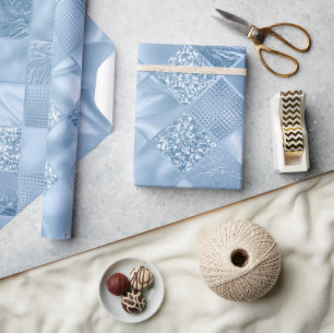 Stilvolle Baby Blue Glitzer und Foil Diamond Tiles Geschenkpapier