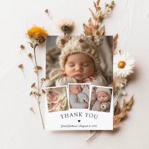 Stilvolle Baby Foto Collage Modern Vielen Dank Dankeskarte