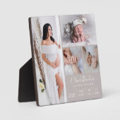 Stilvolle Baby Foto Family Keepake Beige Fotoplatte (Vorderseite)