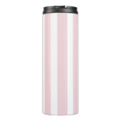Stilvolle Baby Pink und White Stripes nach Maß Thermosbecher (Rückseite)