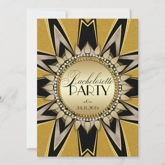 Stilvolle Bachelorette Gold Black Party Einladunge Einladung (Vorderseite)