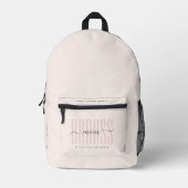 Stilvolle Badass Mama Life Peach Pink Monogram Bedruckter Rucksack (Vorderseite)