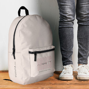 Stilvolle Badass Mama Life Peach Pink Monogram Bedruckter Rucksack
