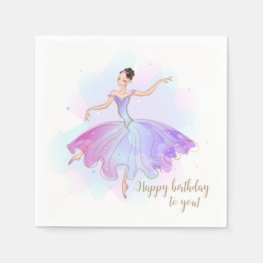 Stilvolle Ballerina Birthday wünscht | Geburtstag Serviette (Vorderseite)