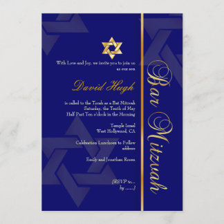 Stilvolle Bar Mitzvah/dunkelblau/gold Einladung