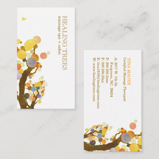 Stilvolle Bäume Massage Therapist Visitenkarte (Vorne/Hinten)