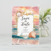 Stilvolle Beach Wedding Save The Date (Stehend Vorderseite)