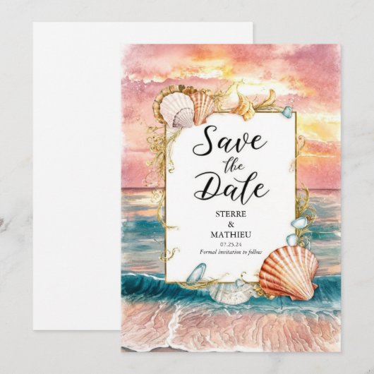 Stilvolle Beach Wedding Save The Date (Vorne/Hinten)