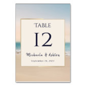 Stilvolle Beach Wedding Tischnummer (Vorderseite)