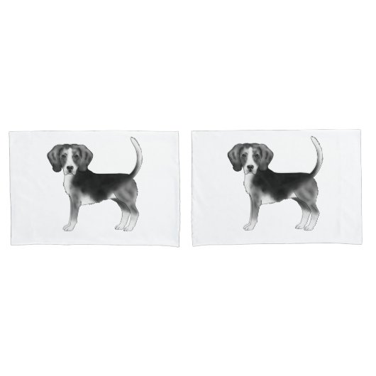 Stilvolle Beagle-Hunde-Illustration in Schwarzweiß Kissenbezug (Vorderseite-Set)
