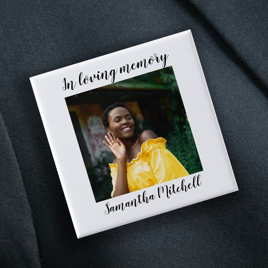 Stilvolle Beerdigung des Weißen Fotos Button