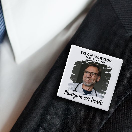 Stilvolle Beerdigung des Weißen Fotos Button