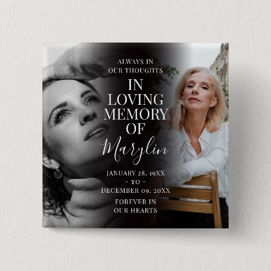 Stilvolle Beerdigungsdenkmal vor und nach dem Foto Button (Vorderseite)