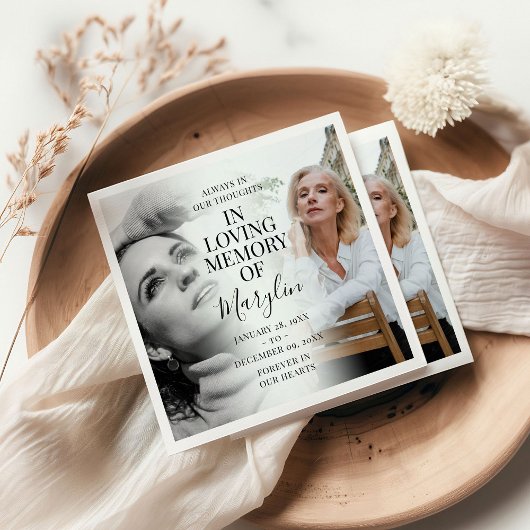 Stilvolle Beerdigungsdenkmal vor und nach dem Foto Serviette