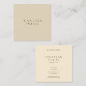 Stilvolle beige einfache quadratische visitenkarte (Vorne/Hinten)