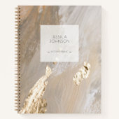 Stilvolle Beige Gold Wasserfarbenname Notary Publi Notizblock (Vorderseite)