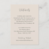 Stilvolle Beige Moderne Hochzeit Begleitkarte (Vorderseite)