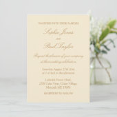 Stilvolle Beige Script Elegant Cream Wedding Einladung (Stehend Vorderseite)