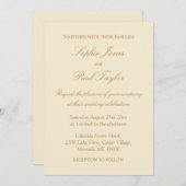 Stilvolle Beige Script Elegant Cream Wedding Einladung (Vorne/Hinten)