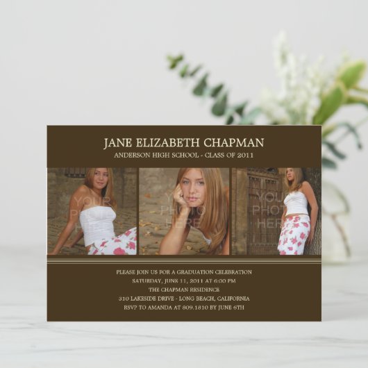 Stilvolle Bekanntgabe oder Einladung des Abschluss (Stehend Vorderseite)