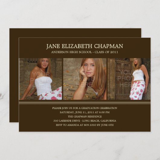 Stilvolle Bekanntgabe oder Einladung des Abschluss (Vorne/Hinten)